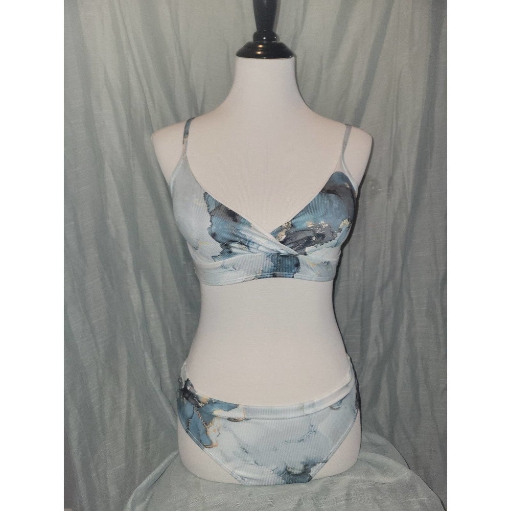 NWOT Girls bikini size 150, blue marble